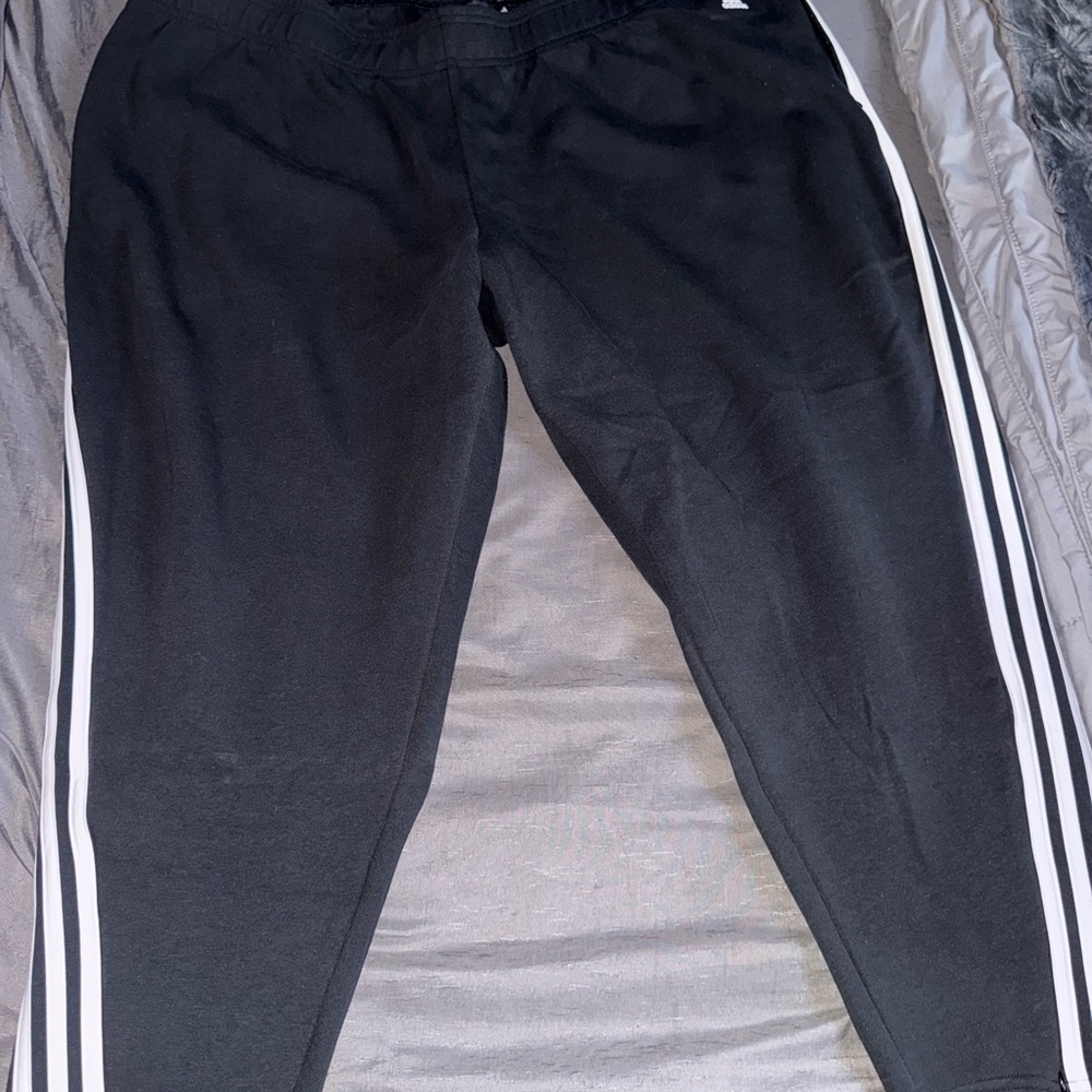 adidas Women's Black Joggers with White Stripes
